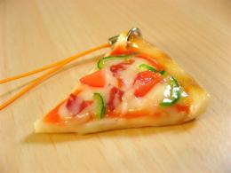 食品サンプル携帯ストラップ　ピザ　三角